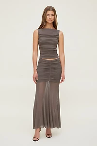 Jupe maxi froncée en maille