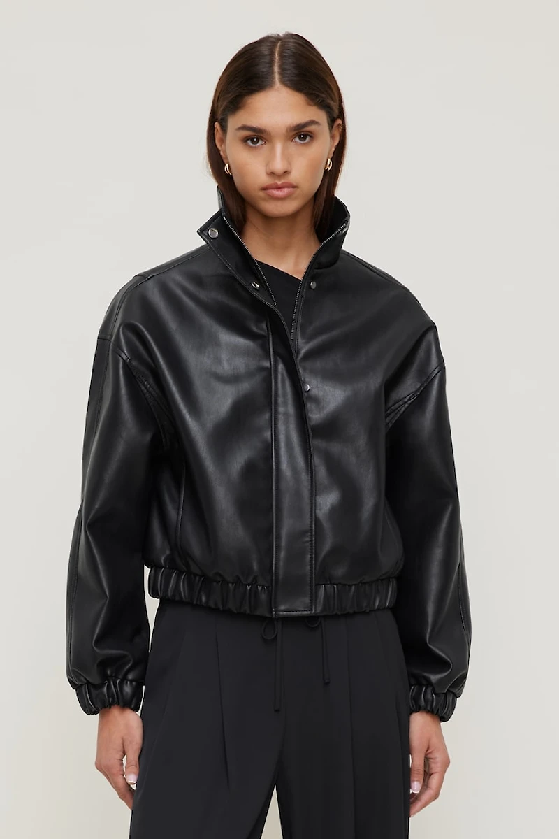 Brynn Faux Leather Bomber Jacket
