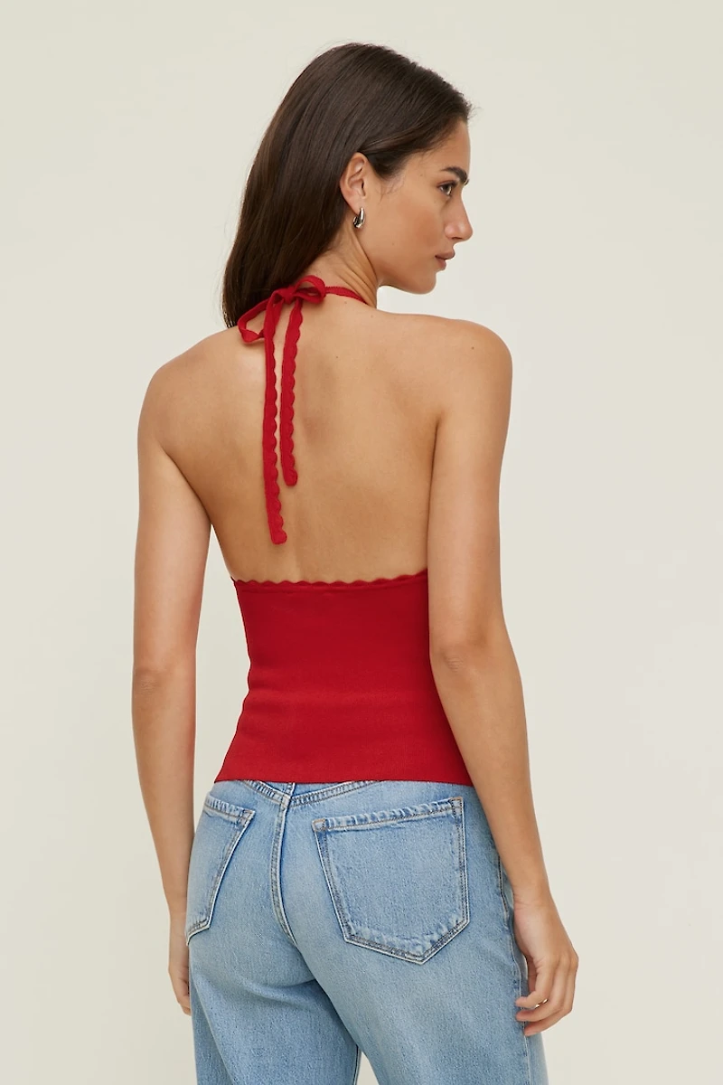 Scallop Trim Sweater Halter Top