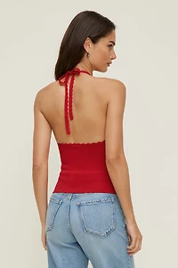 Scallop Trim Sweater Halter Top