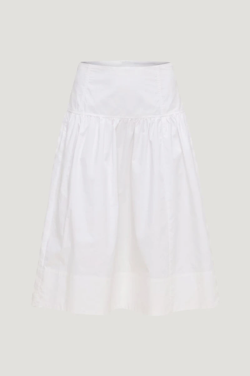 Drop Waist Poplin Midi Skirt