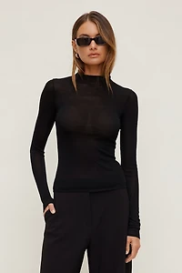 Sheer Mock Neck Sweater
