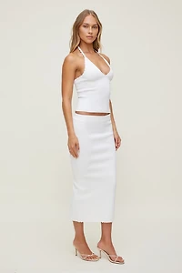 Scallop Trim Sweater Halter Top