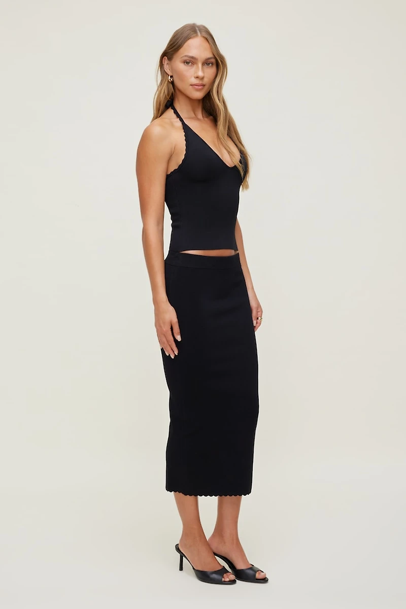 Scallop Trim Sweater Halter Top