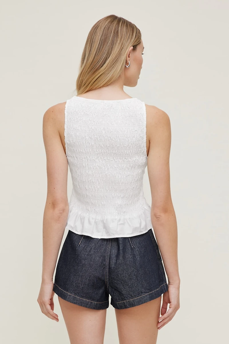 Camisole froncée en popeline