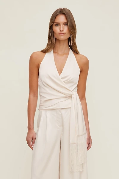 Fringe Satin Top