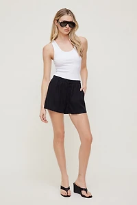 Short à taille haute en lin