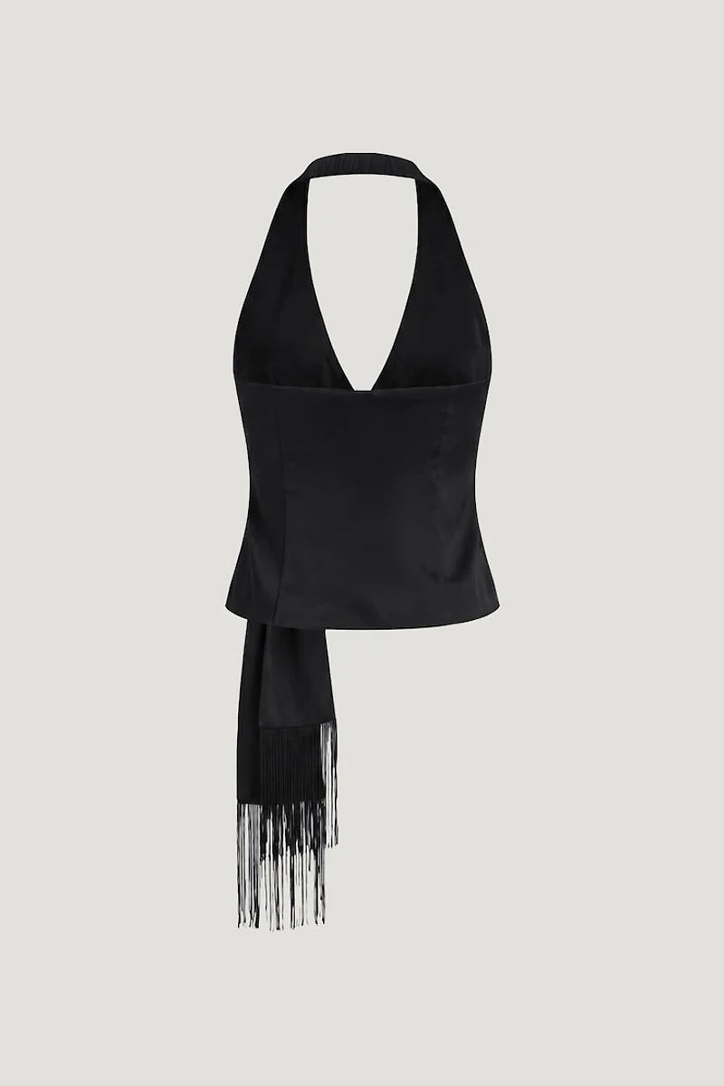 Fringe Satin Top