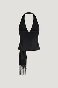 Fringe Satin Top