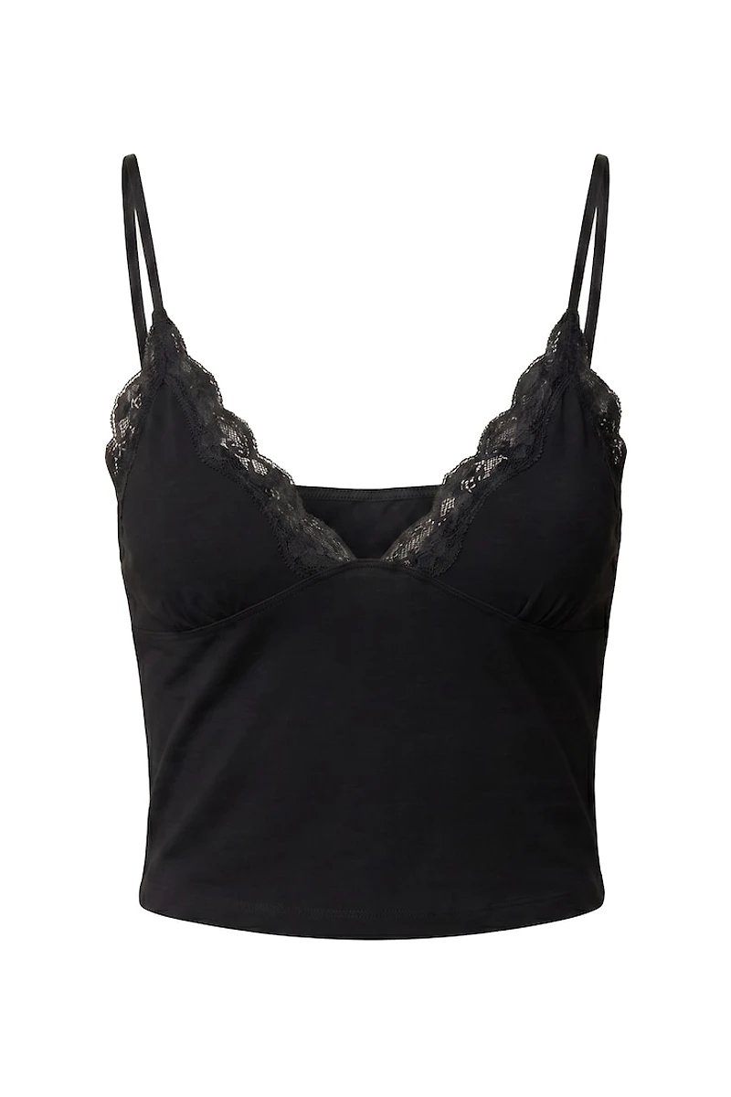 Plunge Lace Trim Cami Top