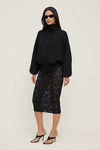 Sheer Lace Midi Skirt