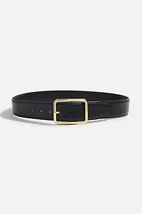 Ceinture mince en faux cuir à boucle carrée et arrondie
