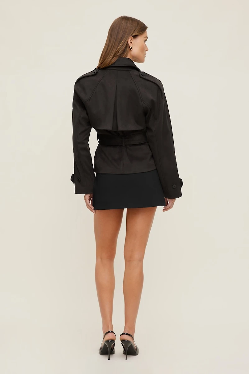 Remi Short Faux Suede Trench Coat