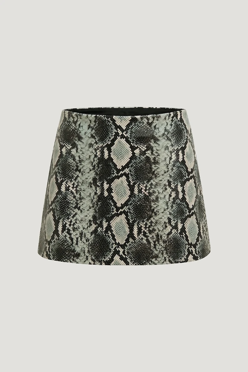 Stacie Faux Snakeskin Mini Skort