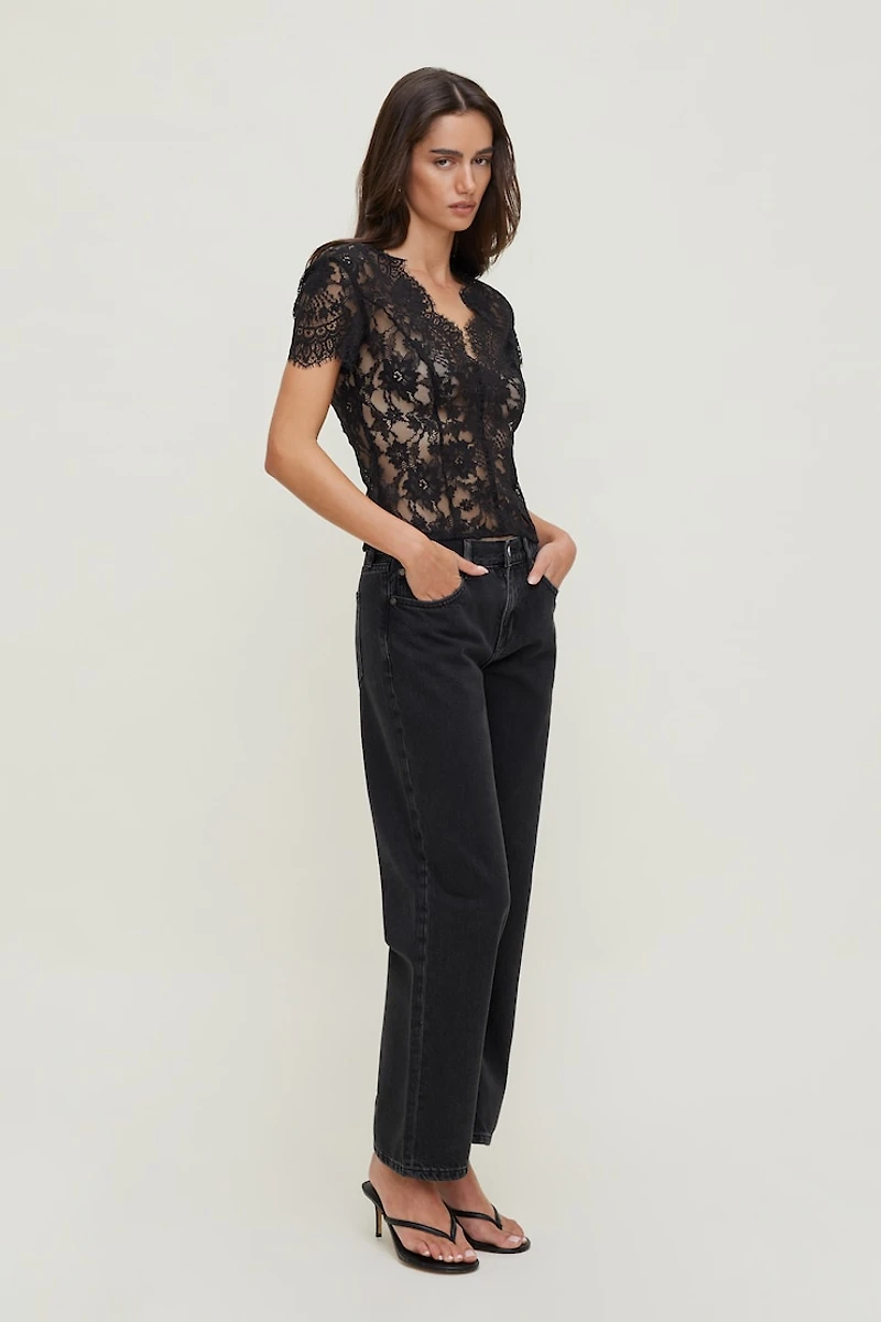 Lace Short Sleeve Blouse