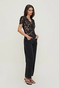 Lace Short Sleeve Blouse