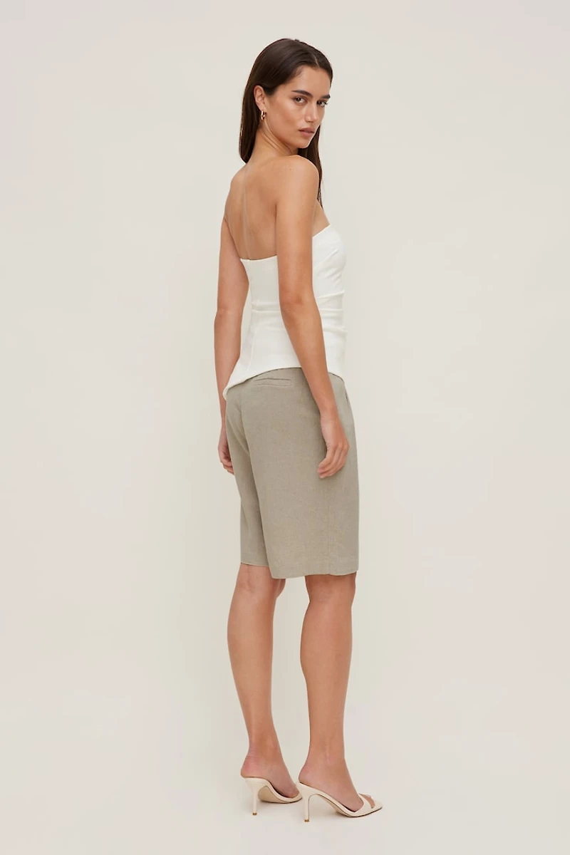Linen High Rise Bermuda Shorts