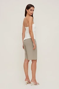 Linen High Rise Bermuda Shorts