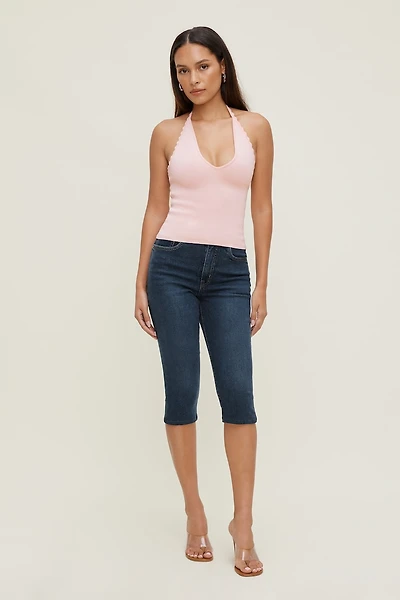Stretch High Rise Slim Capri Jeans