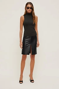 Jupe midi en faux cuir