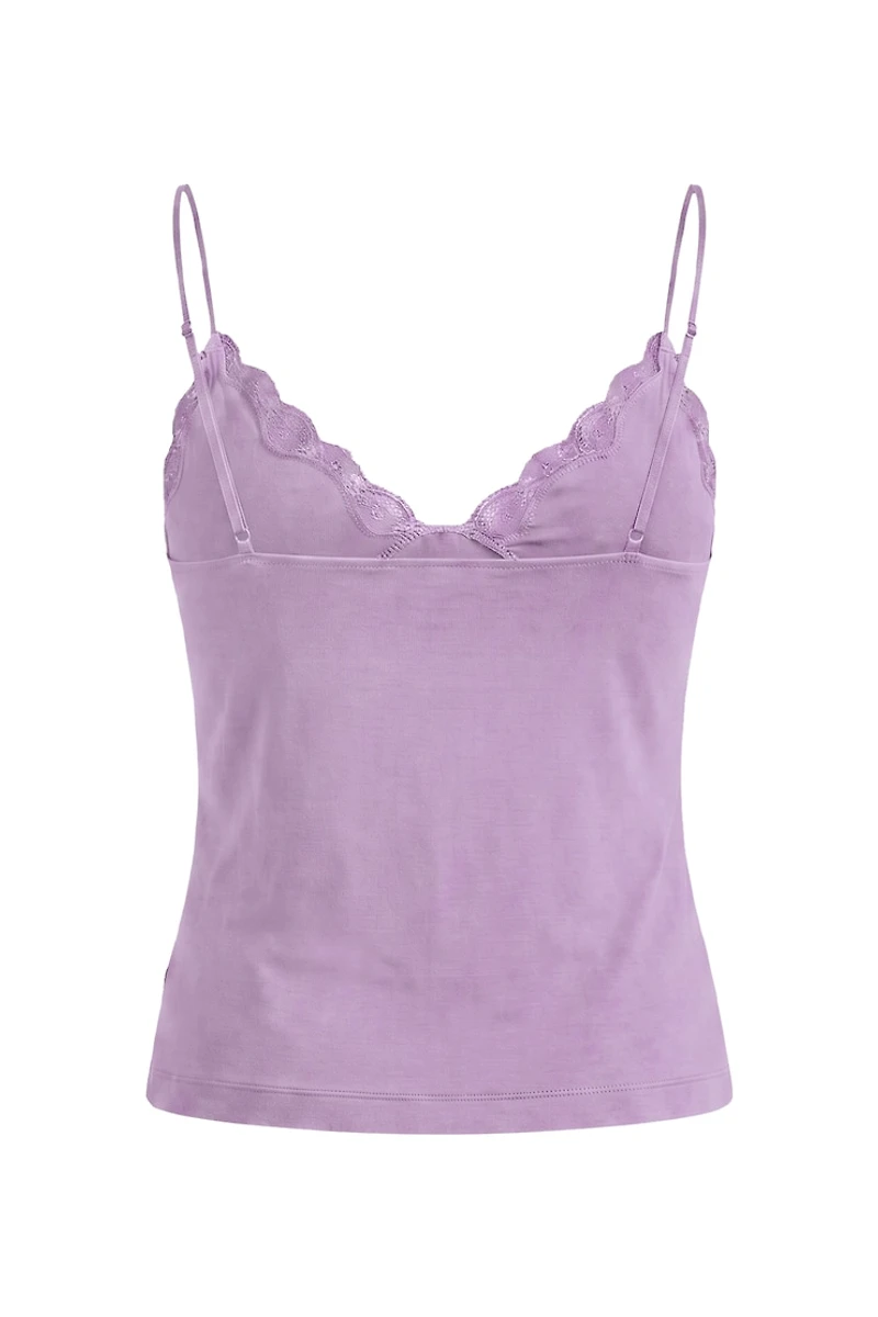 Plunge Lace Trim Cami Top