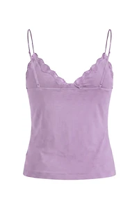 Plunge Lace Trim Cami Top