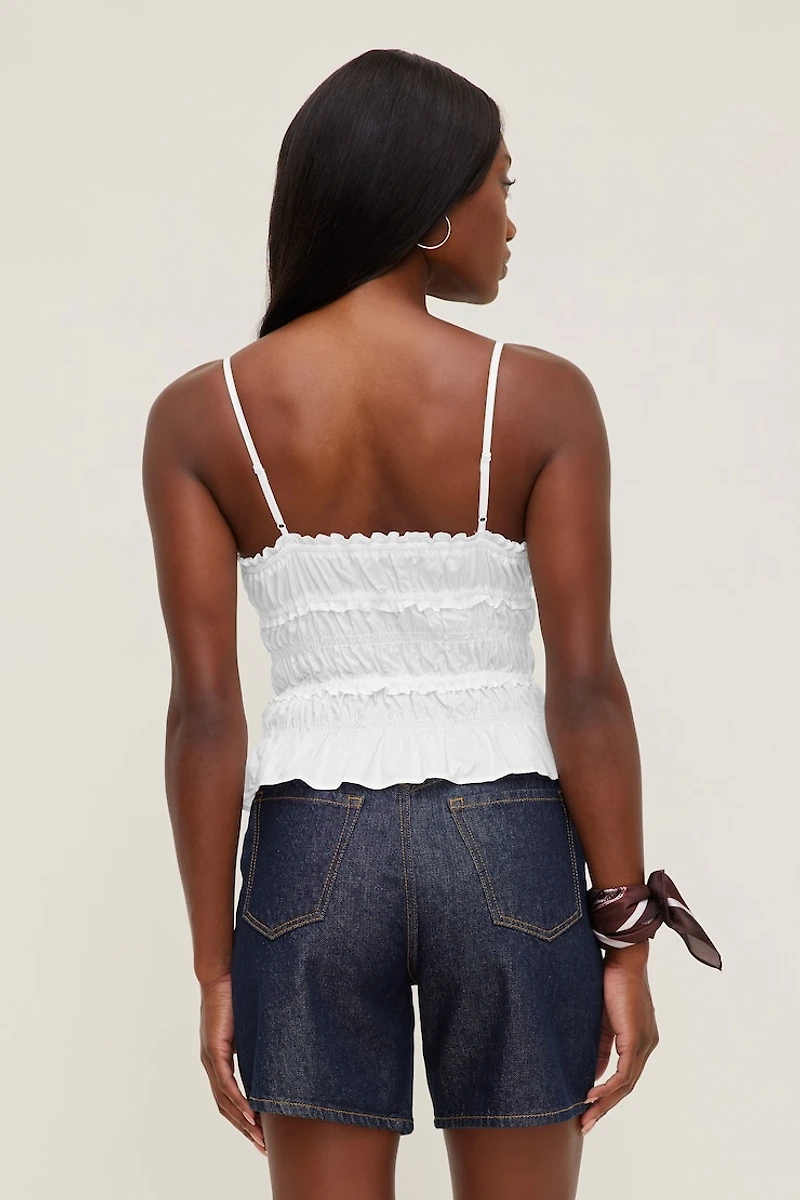 Smocked Poplin Cami Top