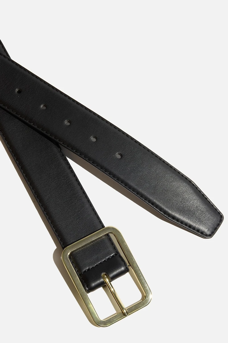 Rounded Square Faux Leather Belt