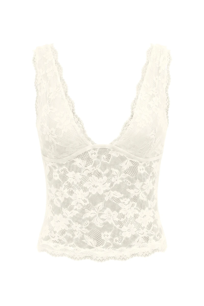 Lace Plunge Tank Top