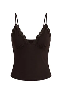 Camisole à bordure de dentelle et col plongeant