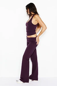 Pantalon à jambe semi-évasée et taille repliée StretchTerry