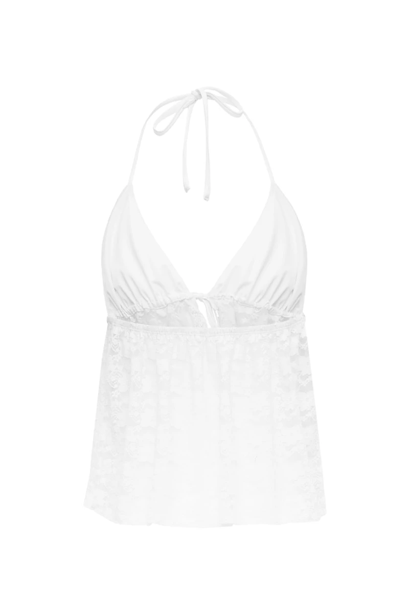 Lace Babydoll Flyaway Halter Top
