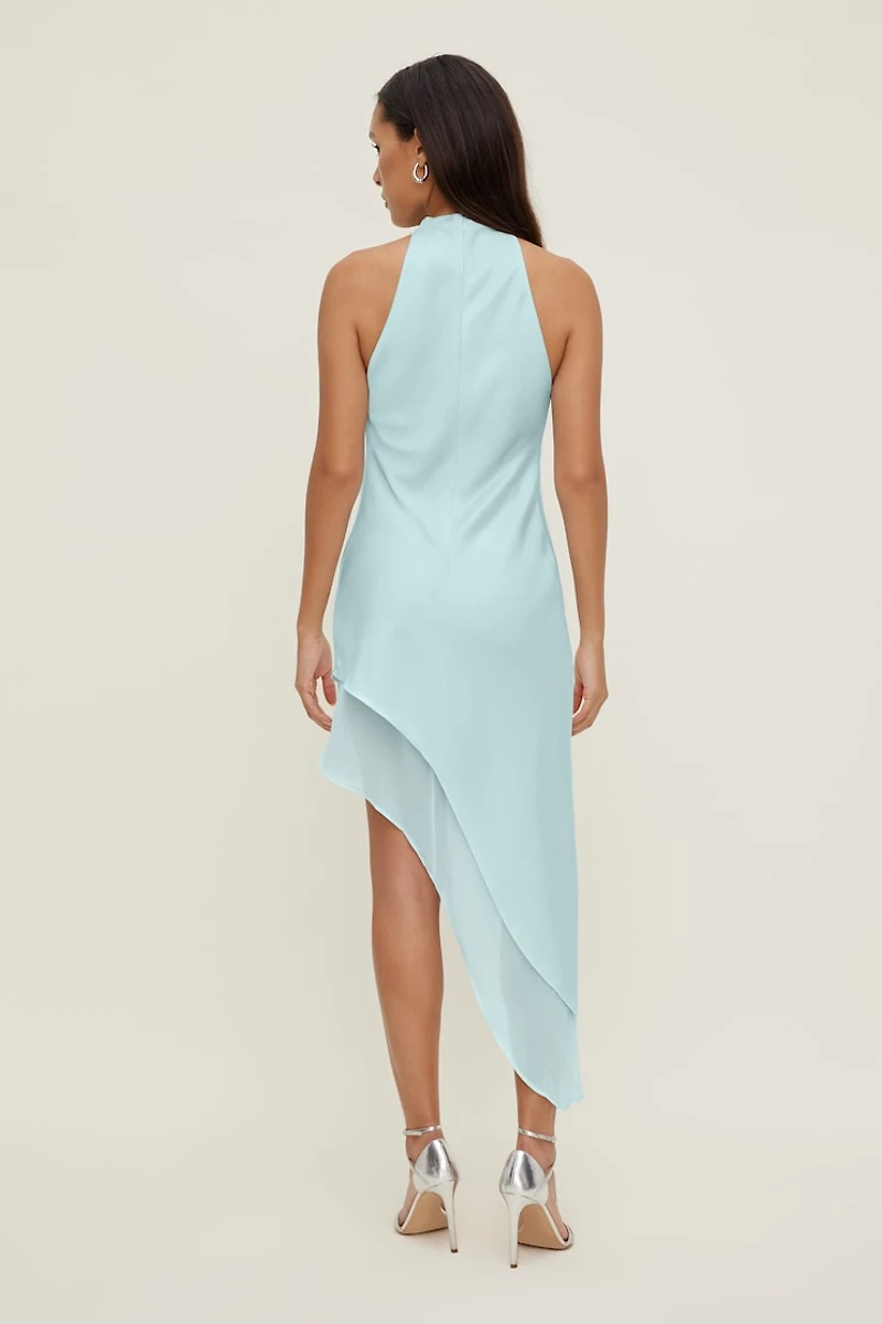 Asymmetric Satin Maxi Dress