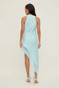 Asymmetric Satin Maxi Dress