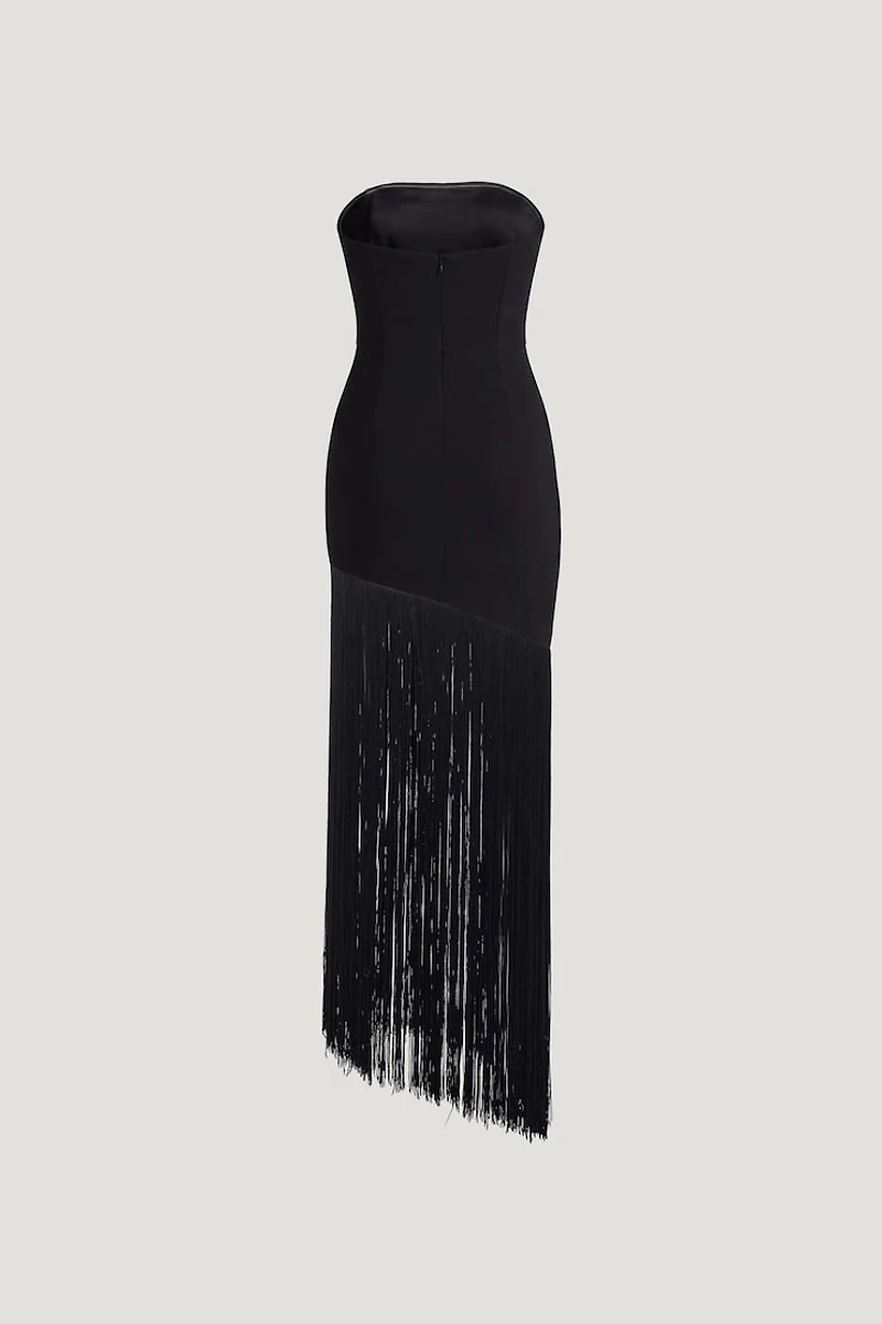 Ponte Fringe Maxi Tube Dress