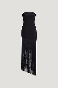 Ponte Fringe Maxi Tube Dress