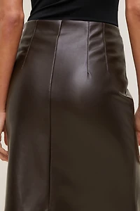 Faux Leather Midi Skirt