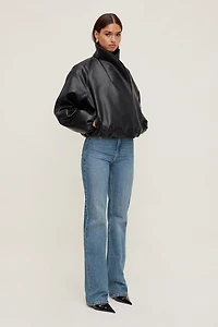 Blouson aviateur croisé en faux cuir