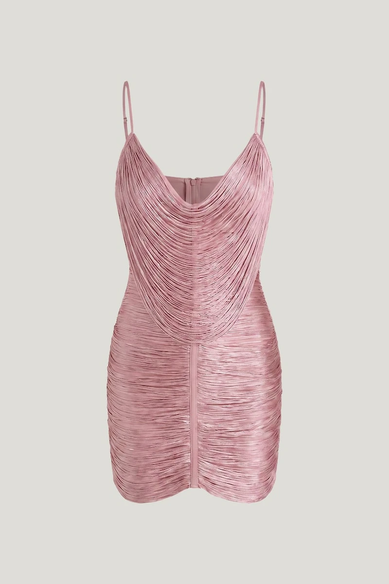 Cowl Fringe Mini Dress