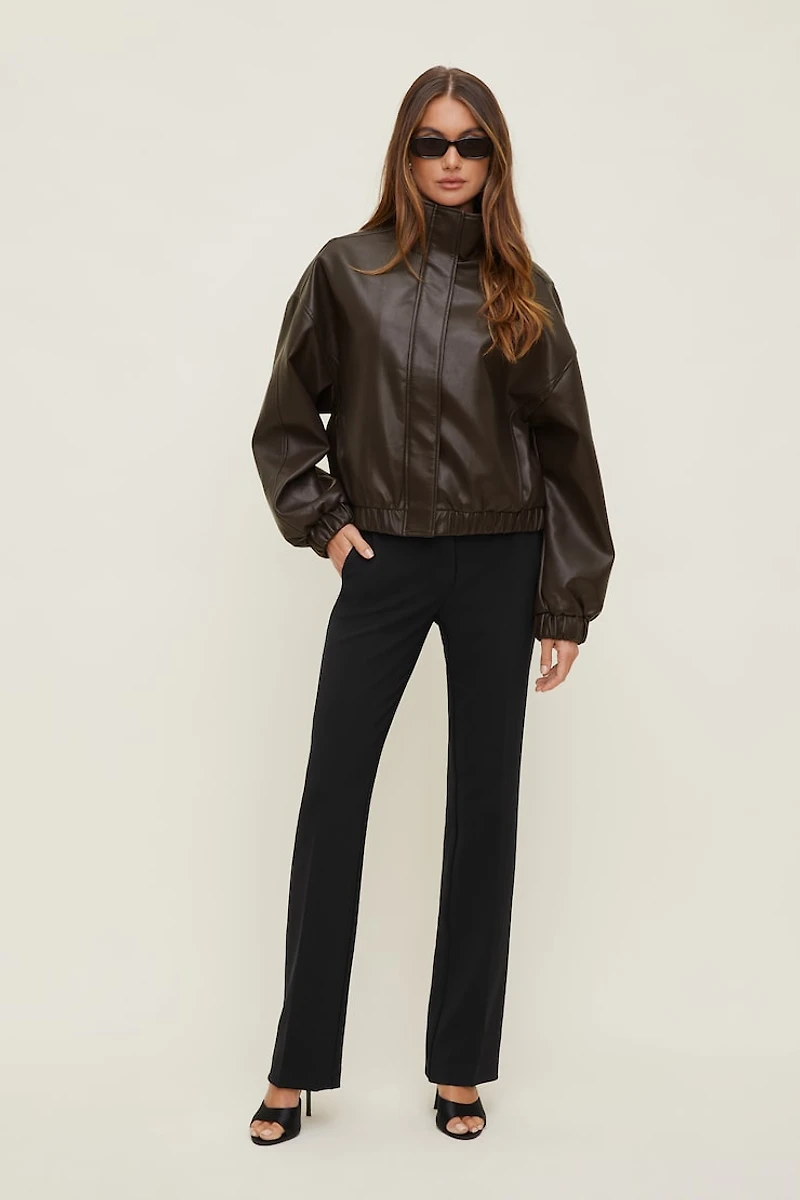 Brynn Faux Leather Bomber Jacket