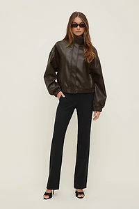 Brynn Faux Leather Bomber Jacket