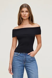 Foldover Off Shoulder Sweater