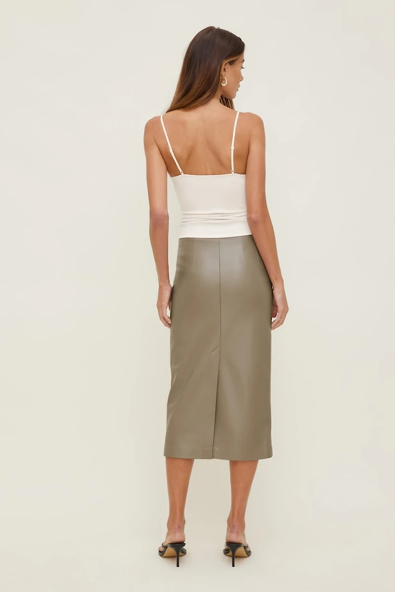 Shiloh Faux Leather Midi Skirt