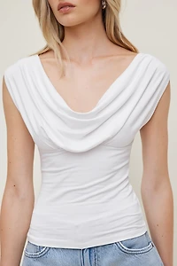 Draped Scoop Neck Top