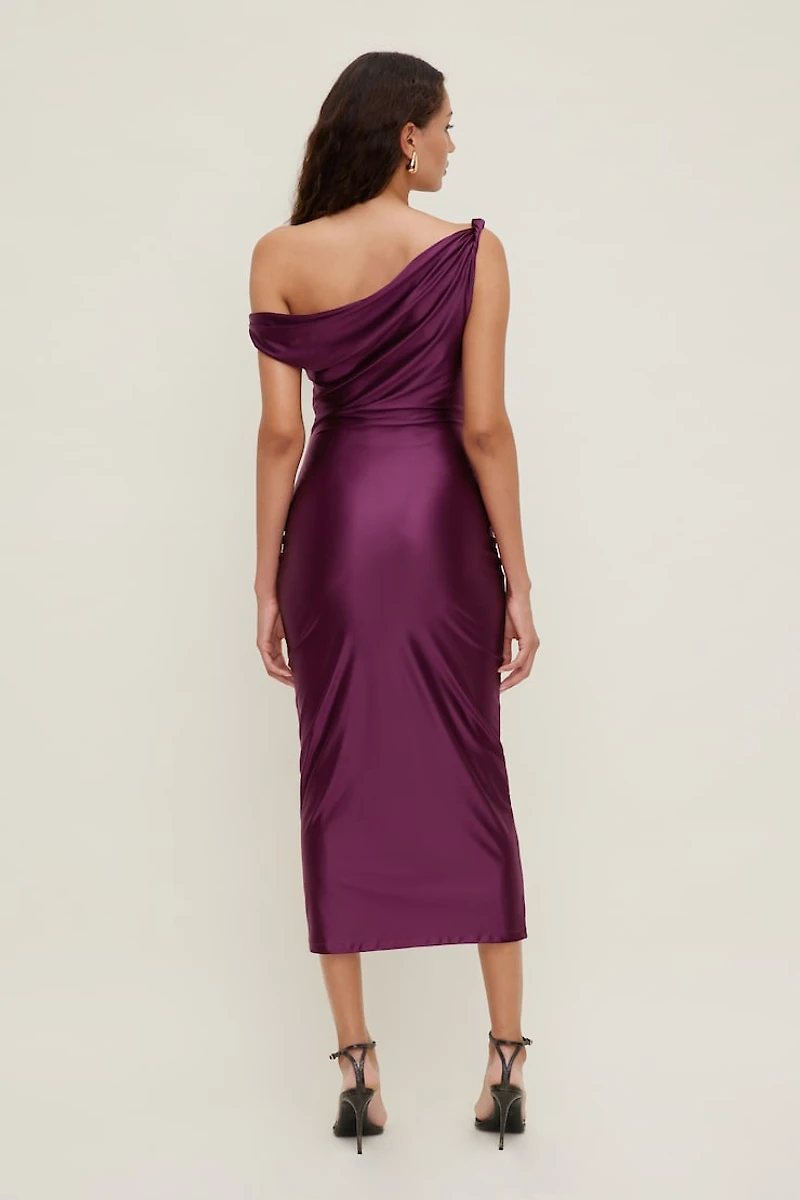 Jayde Stretch Satin Midi Dress
