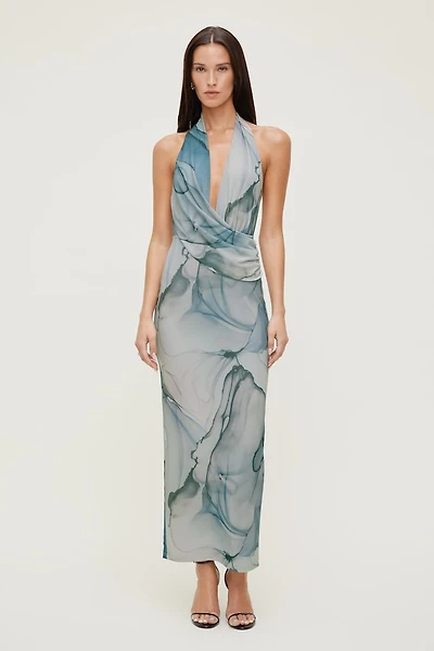 Plunge Mesh Maxi Dress