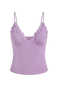 Plunge Lace Trim Cami Top