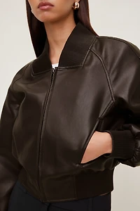 Blouson aviateur côtelé en faux cuir