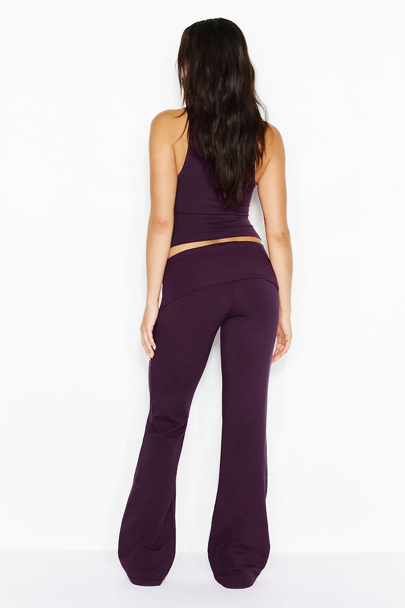 Pantalon à jambe semi-évasée et taille repliée StretchTerry