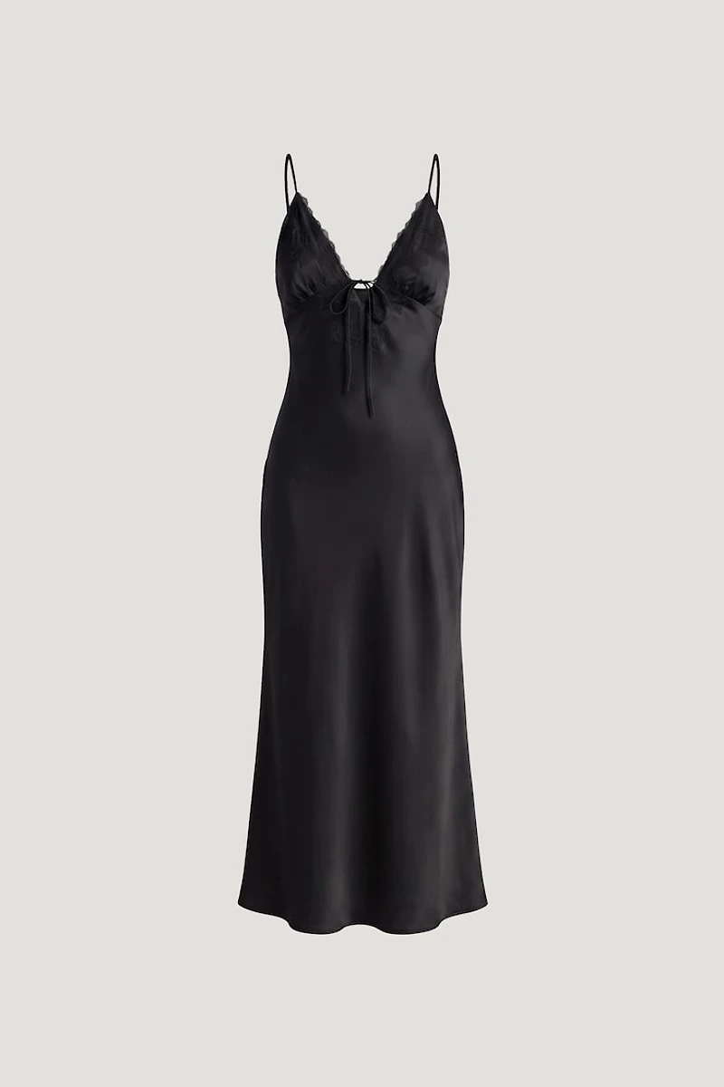 Lace Satin Maxi Dress